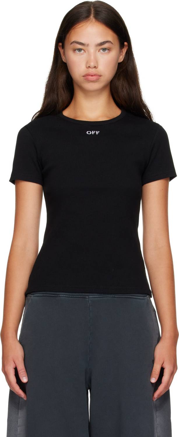 Off-White Off Stamp Ribbed Basic T-Shirt Toppar - Off White