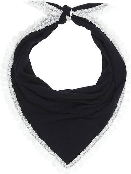 Ganni Wool Lace Triangular Scarf - Navy