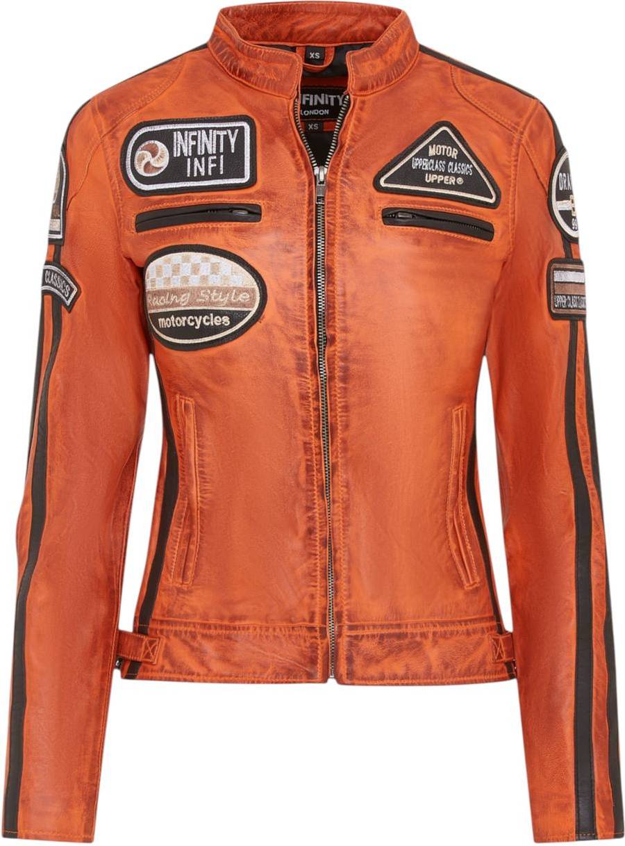 Infinity Leather Biker Racing Badges - Orange