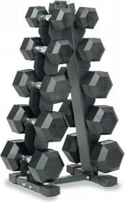 Dumbbell set Taurus 5 Pair Hex Dumbbell Set with Rack