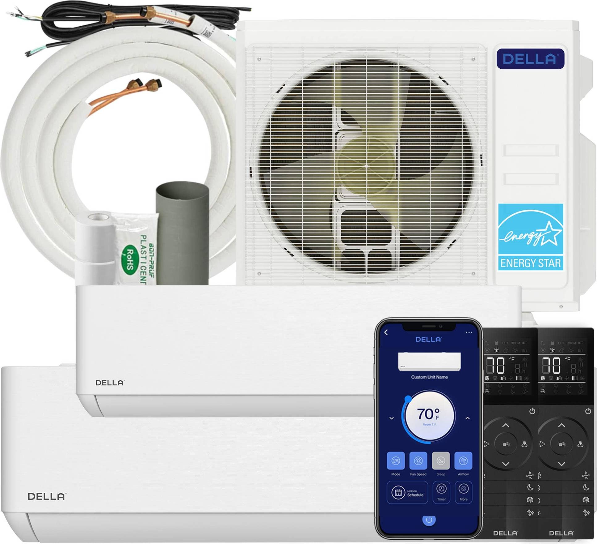 Split system air conditioner Della 27K BTU 2 Zone Mini Split Air Conditioner System
