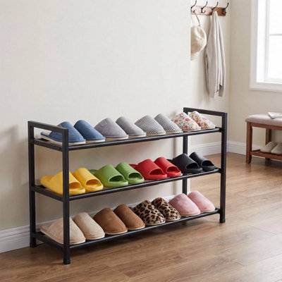 B&Q Small 3 Tier Metal Shoe Rack Storage Stand Shoe Rack
