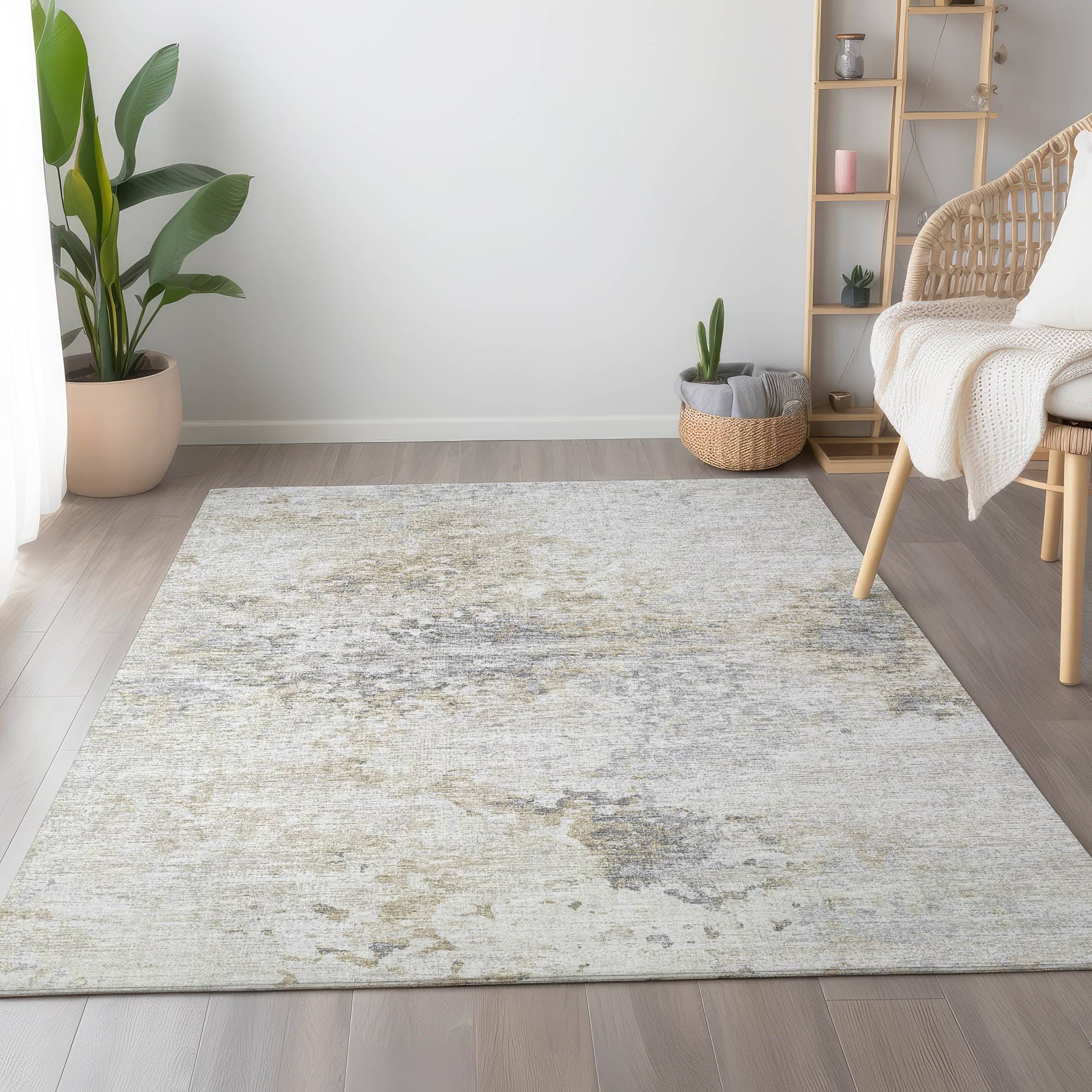 Addison Rugs Mayfield 3 x 5 ft Ivory Rectangular Indoor Abstract Machine Beige