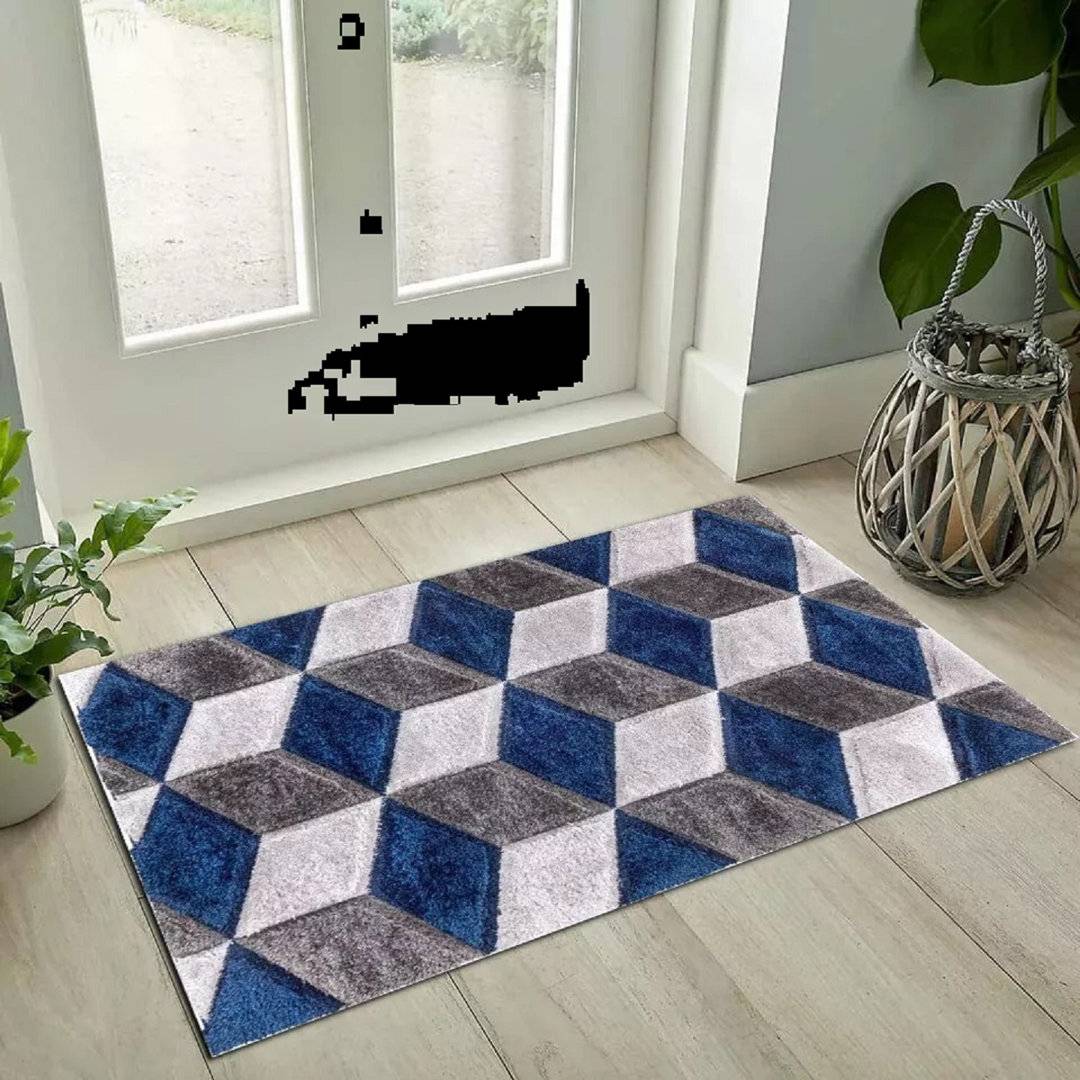Ebern Designs Shag Area Rug Rectangle 80 x 150 cm Blue