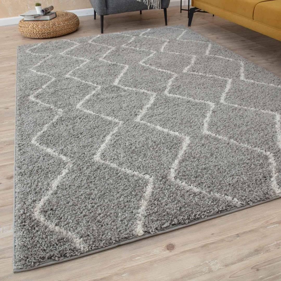 THE RUGS Shaggy Collection Rug Boho Design 80 x 150 cm Grey, Beige