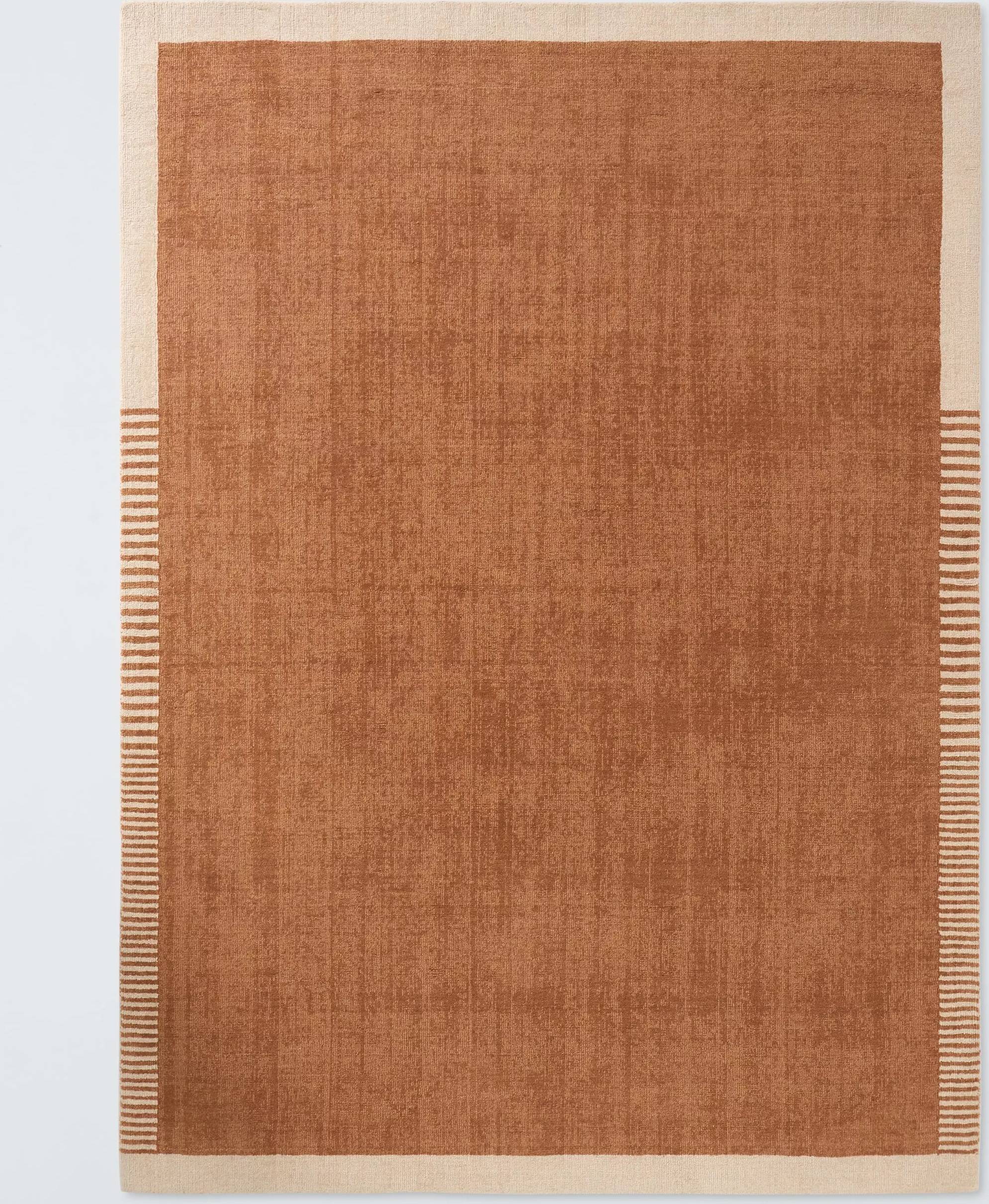 Lars Border Hand Loomed Pure Wool Rug Auburn