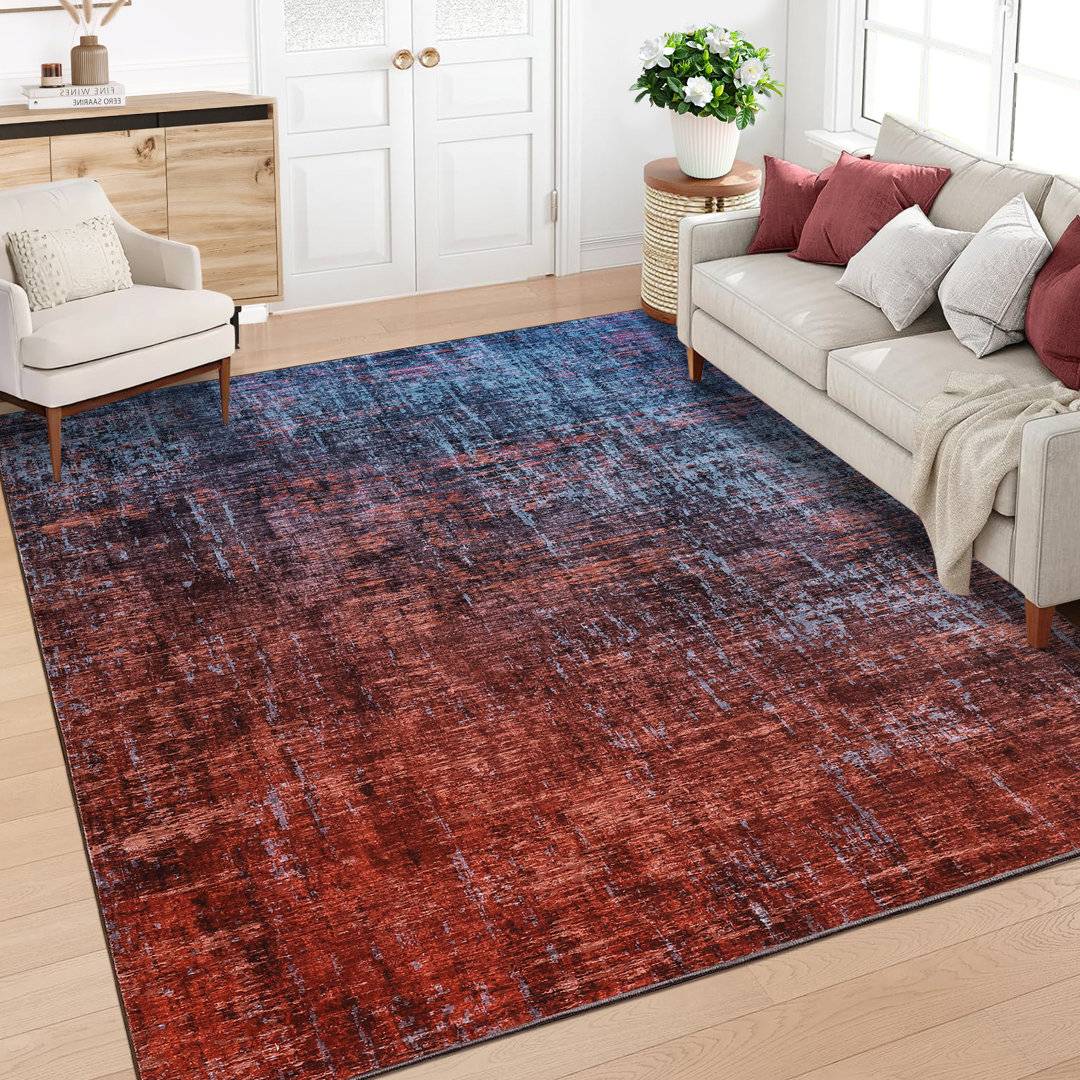 Brayden Studio Abstract Machine Printed Area Rug 200 x 290 Red cm