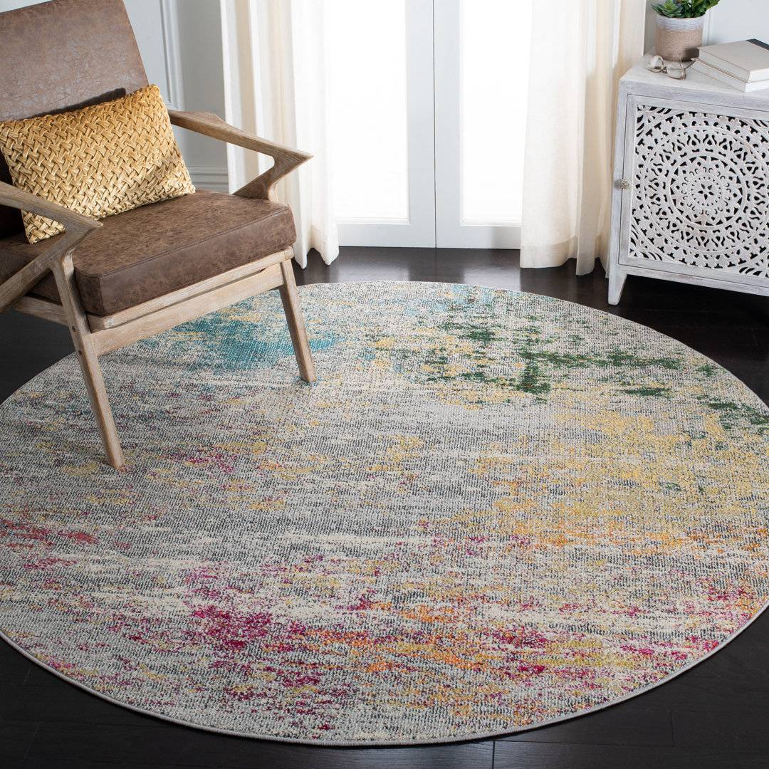 Mistana Abstract Area Rug Round 152 cm Gold
