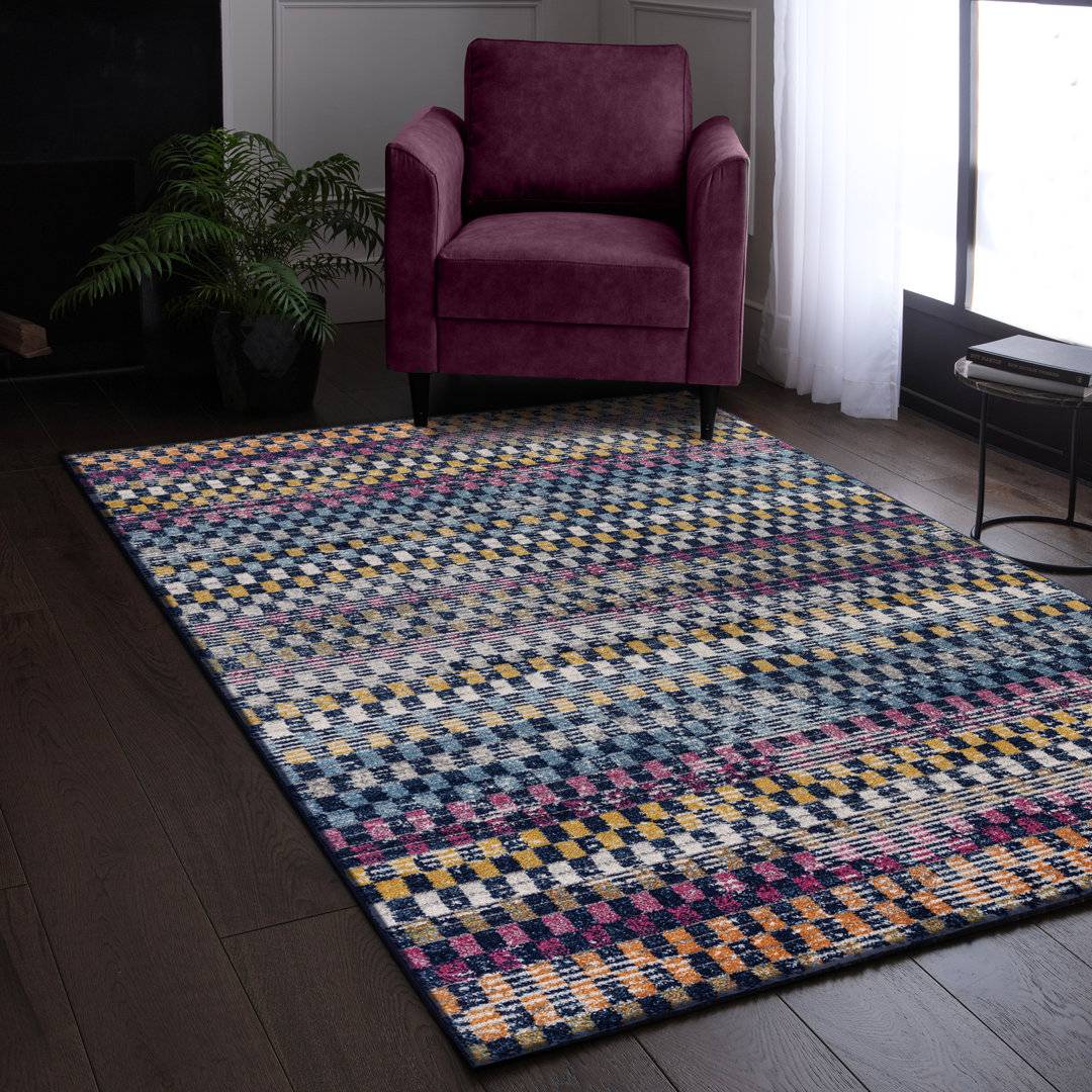 Langley Street Ralph Geometric Multi Area Rug Rectangle 160 x 230 Blue cm