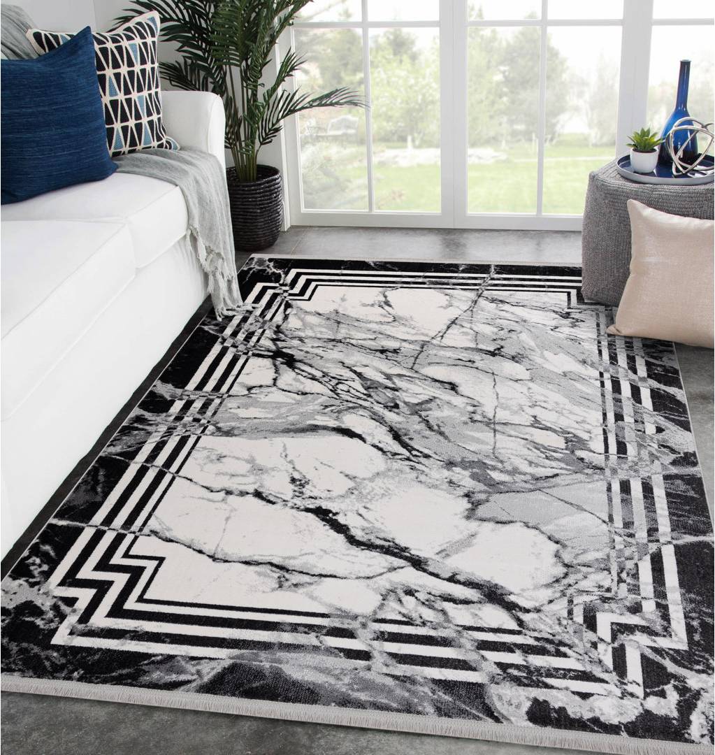 Metro Lane Abstract Area Rug Gray Rectangular 180 x 270 cm Grey