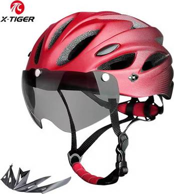 B&Q Cycling Helmet With Led Rear Light Goggles