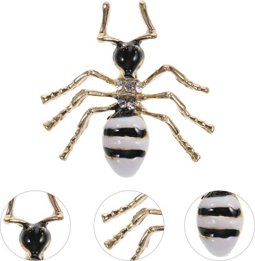 Durable Alloy Brooch Coffee Color Lapel Pin Rhinestone Design