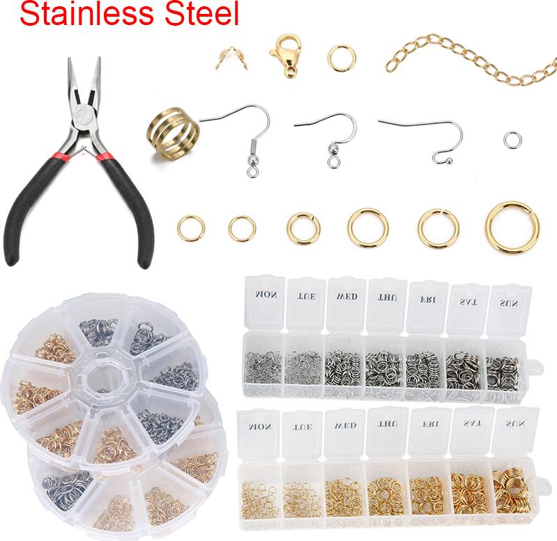 Making Kit Set Box Stainless Steel Jump Rings Lobster Clasps Earring Hooks