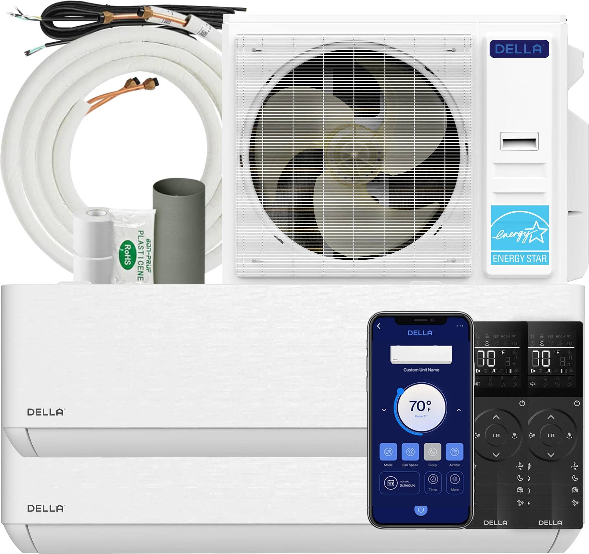 Split system air conditioner Della 35K BTU 2 Zone Mini Split Air Conditioner System