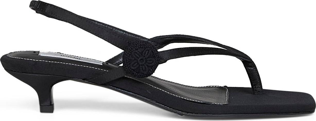 Sandali Slingback Infradito In Raso - Nero