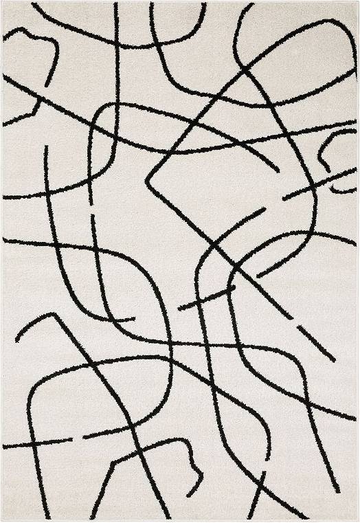 Quest Mid-Century Abstract Lines Rug Beige