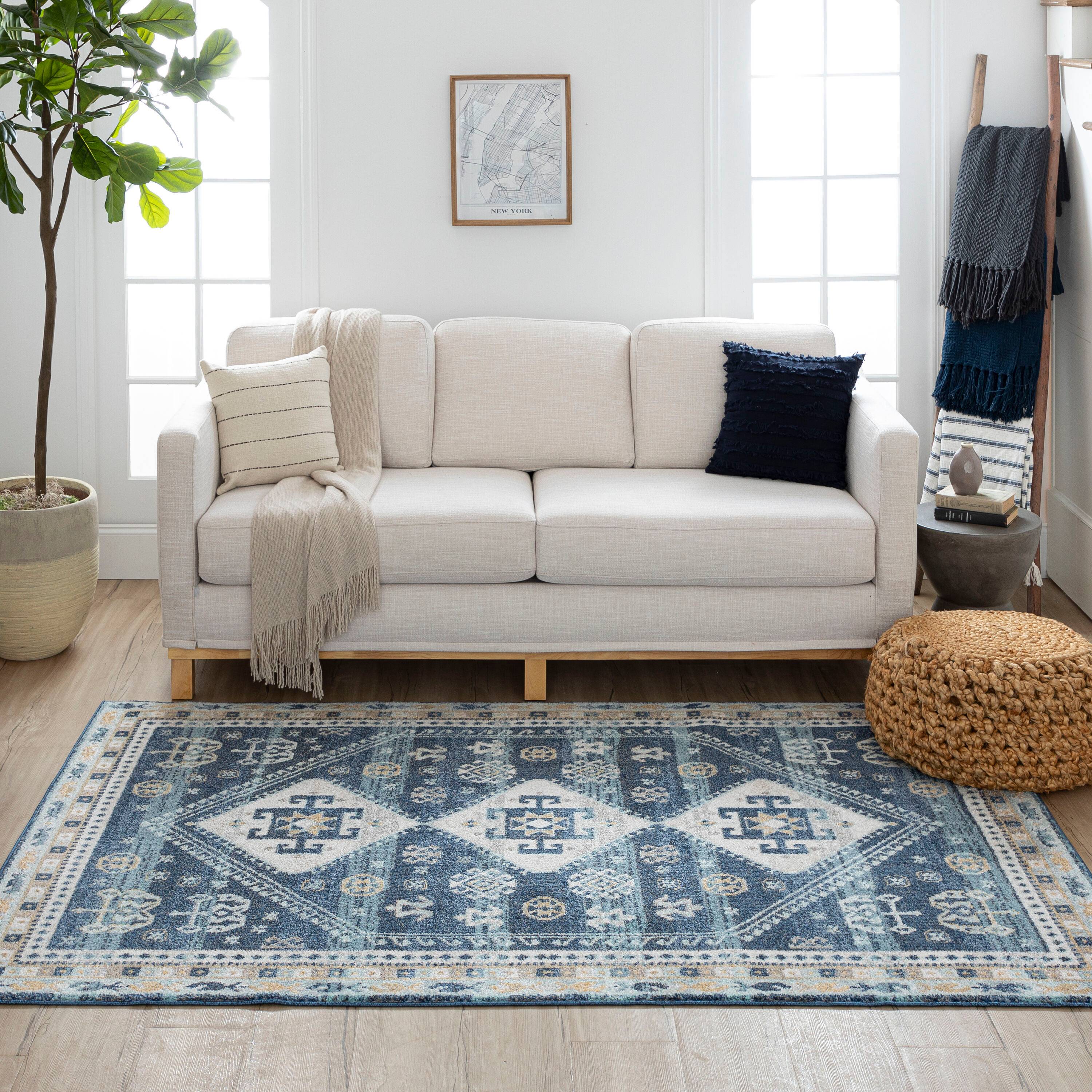 Mohawk area rugs Mohawk Home Polypropylene Rectangular Pet Friendly Area Rug 8 x 10 ft Blue