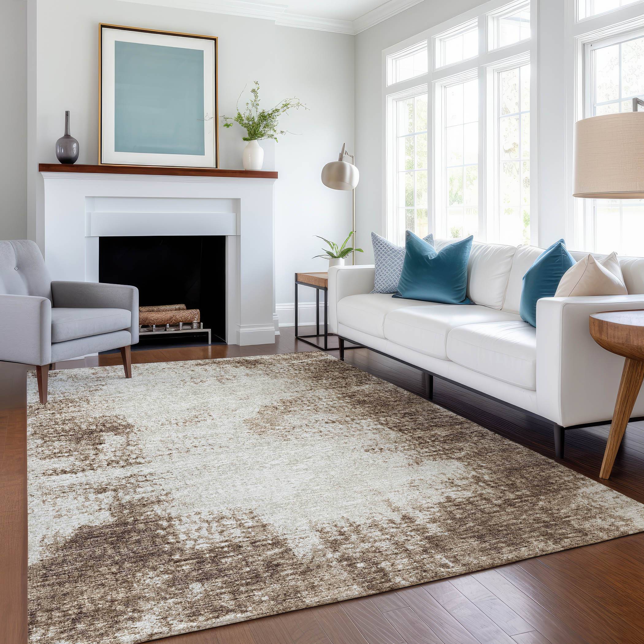 Addison Rugs Mayfield AMF34BR 3 x 5 ft Loomed Polyester Rectangular Abstract Pet Friendly Rug Brown