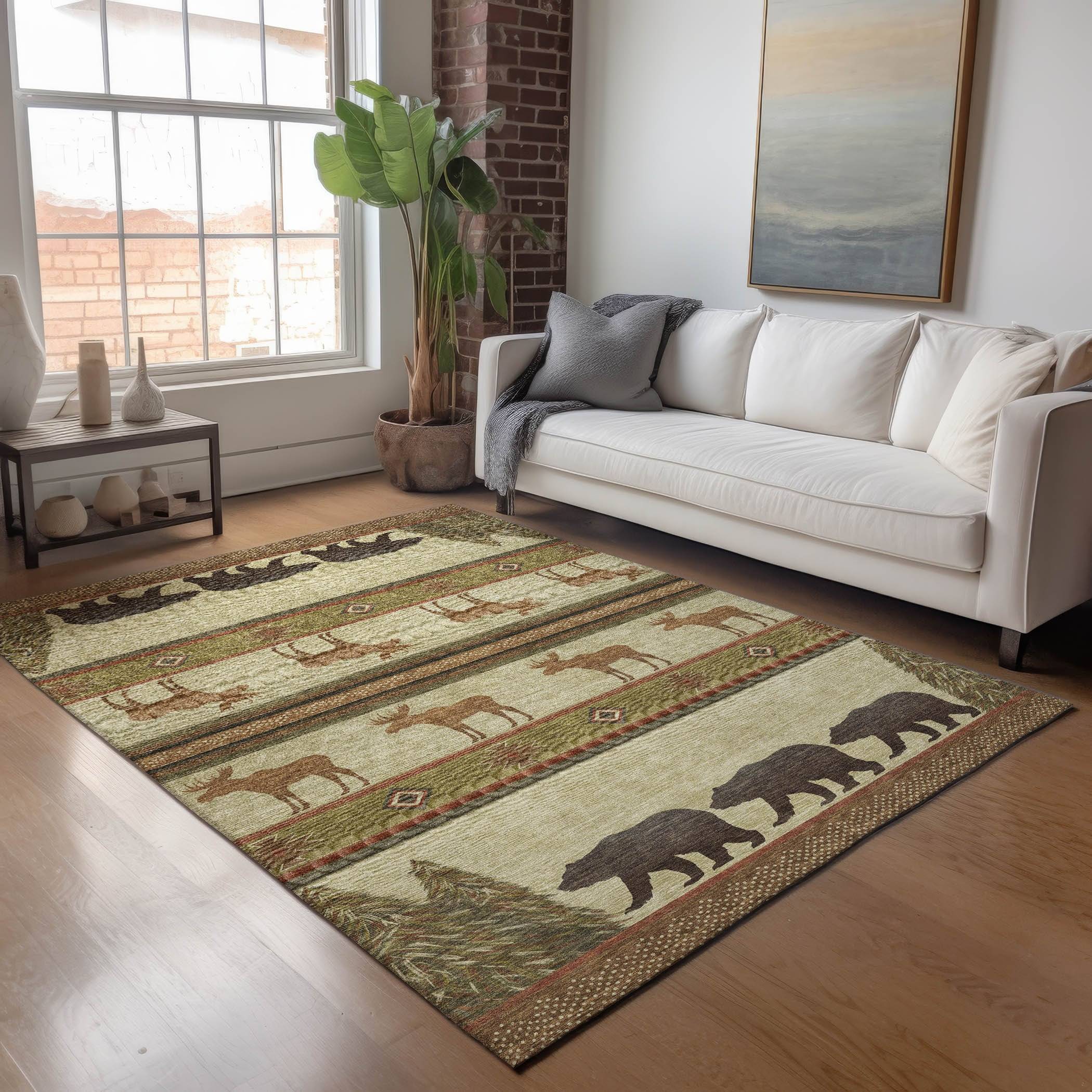 Mayfield AMF141BR 2 x 3 ft Loomed Polyester Brown Rectangular Geometric Rug