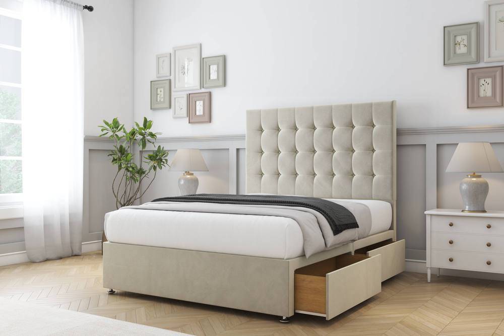 Single beds with drawers Sloomy Plush Divan Set 2 Drawers 54 Inch Single