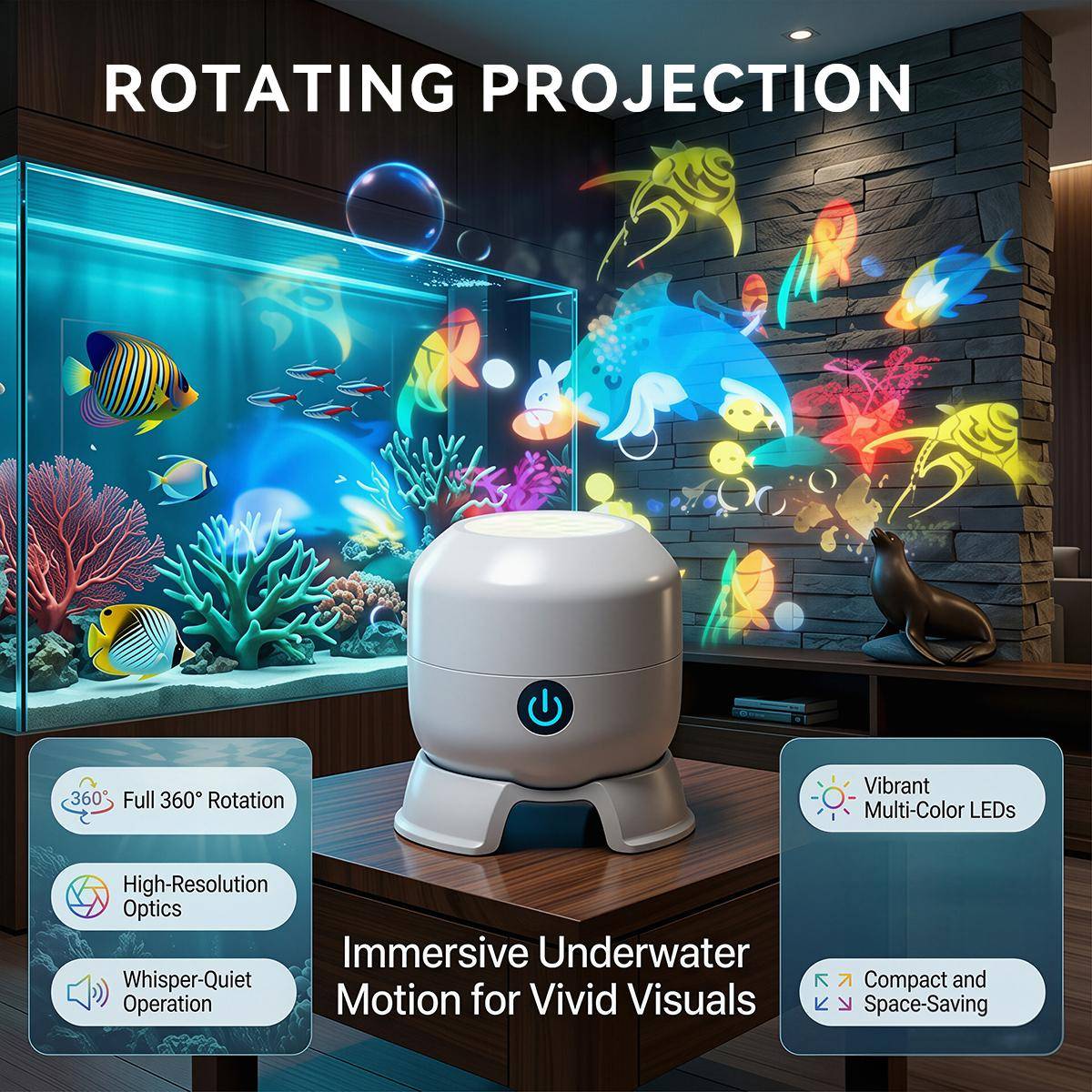Kebidu LED Dynamic Ocean Projector Night Light