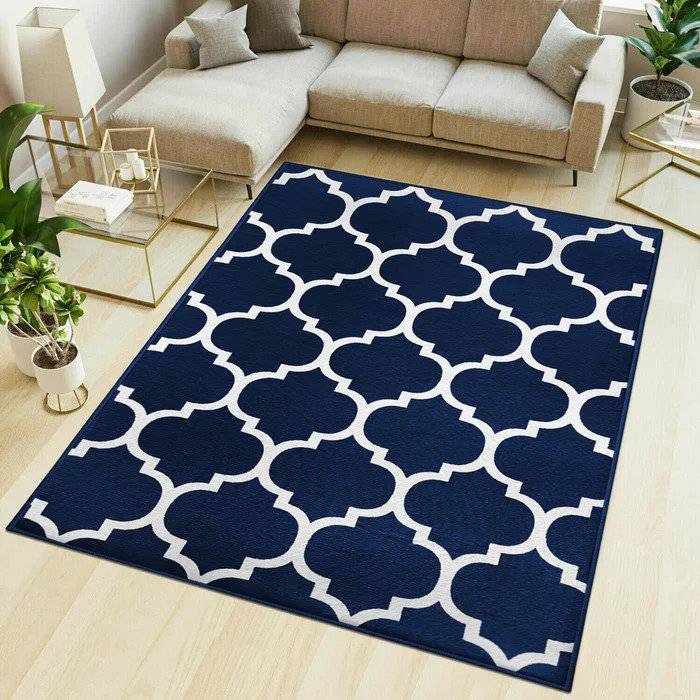 Metro Lane Abstract Machine Printed Area Rug 80 x 300 cm Blue
