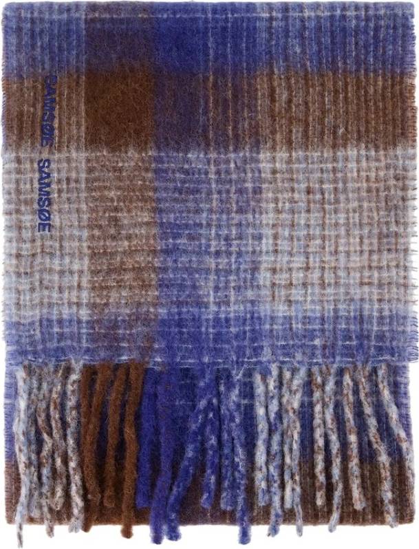 Samsøe Samsøe Plaid Wool Scarf - Blue