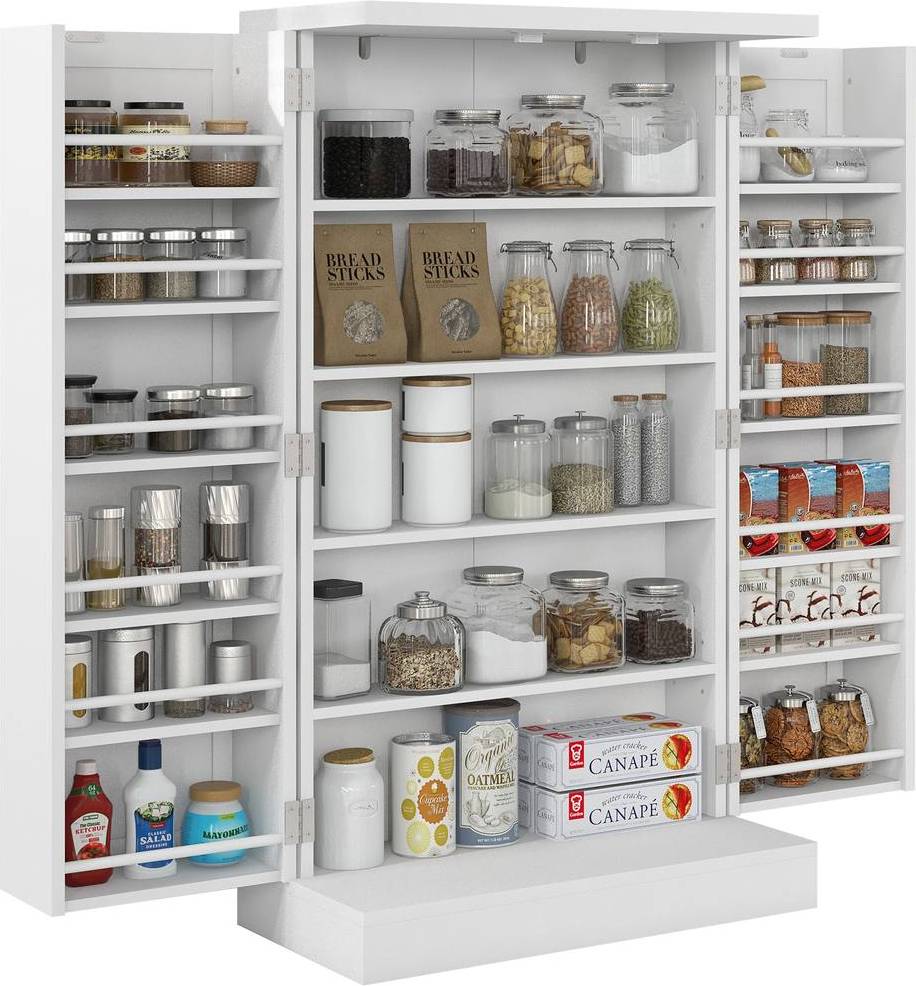 Freestanding kitchen unit Homcom Freestanding Kitchen Storage Cabinet With Spice Racks - White