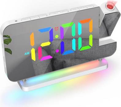 B&Q Colorful RGB LED Projector Alarm Clock