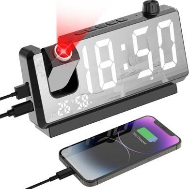 B&Q Projection Alarm Clock With 7 Inch Led Screen