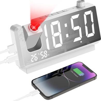 B&Q Projection Alarm Clock With 7 Inch Led Screen