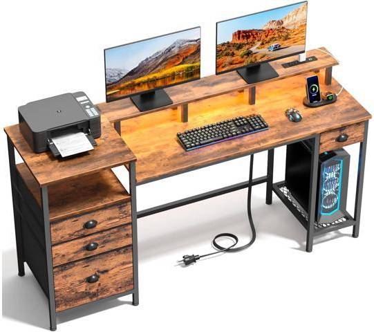 Computer desk with drawers Furologee Computer Desk 60 Inch With 4 Drawers