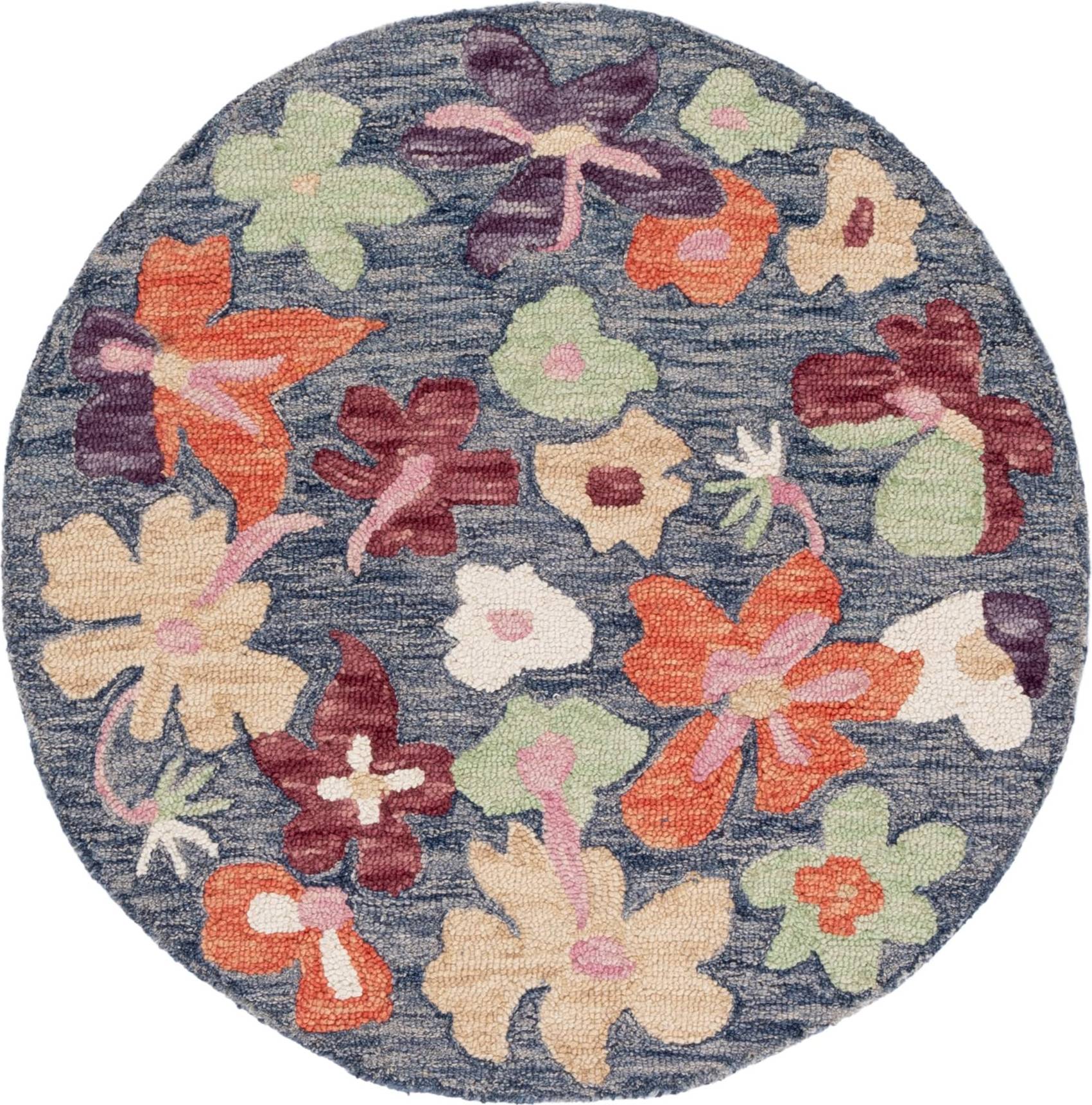 Safavieh Jardin Rust Transitional 4ft x 4ft Round Rug Blue