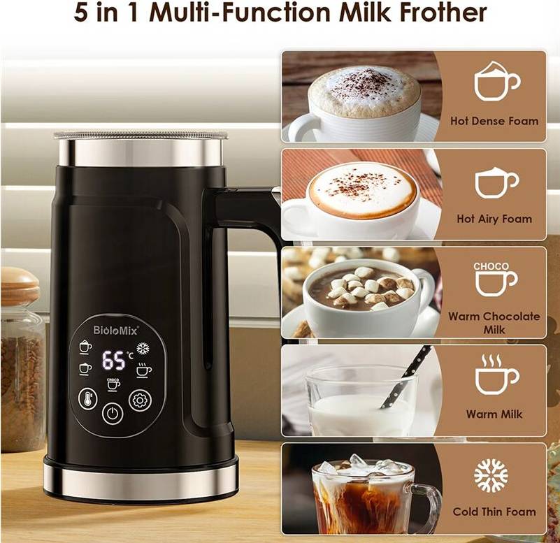 Upgraded 5-In-1 LED Touch Screen Milk Frother
