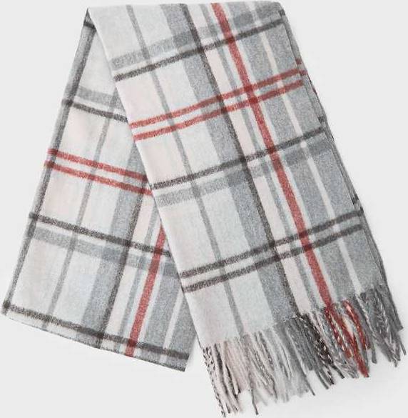 Stradivarius Rutig Scarf Mörkgrått