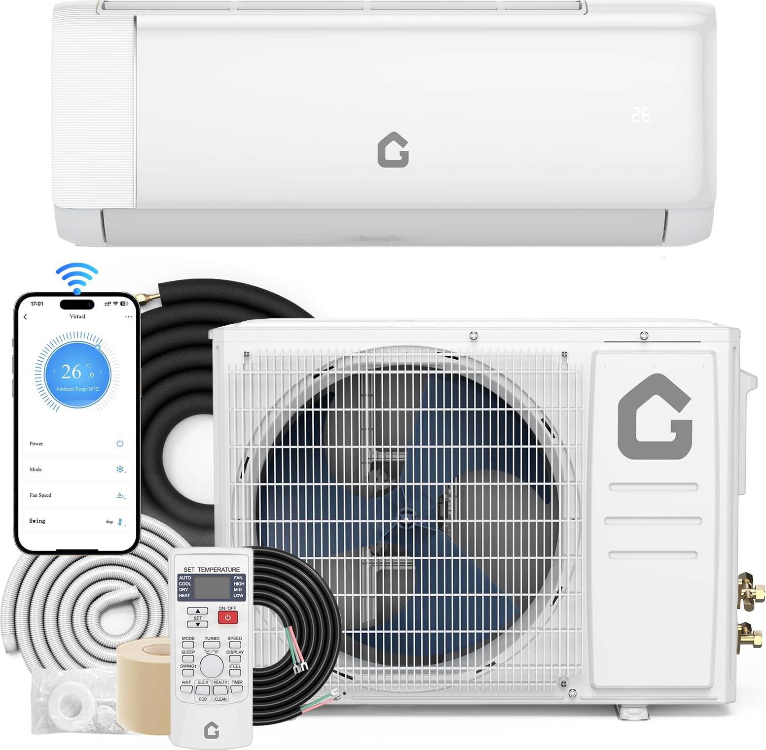 Split system air conditioner IDEALHOUSE 12000 BTU Mini Split Air Conditioner Inverter AC System