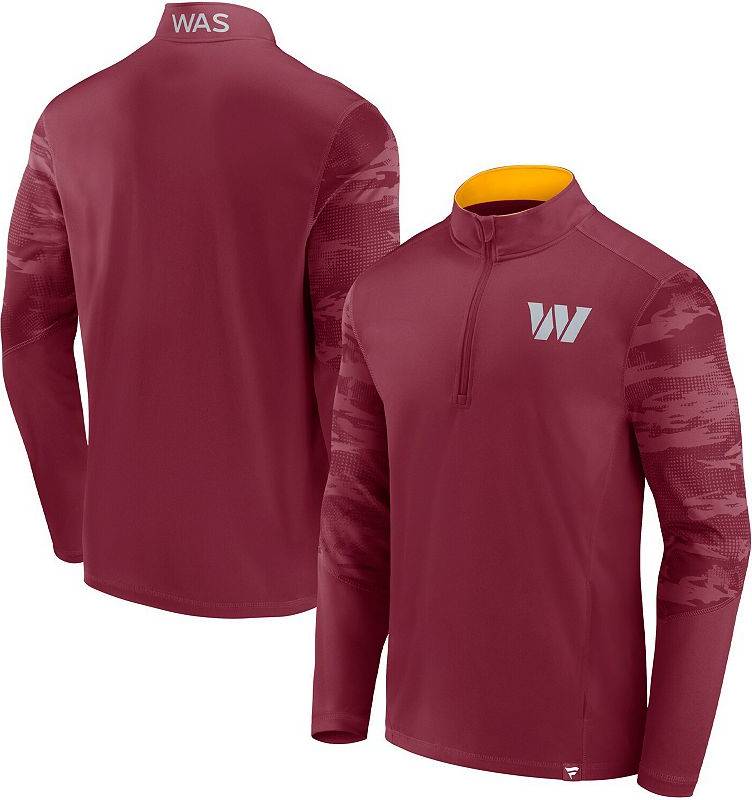 Fanatics Washington Commanders Ringer Quarter Zip Jacket - Burgundy