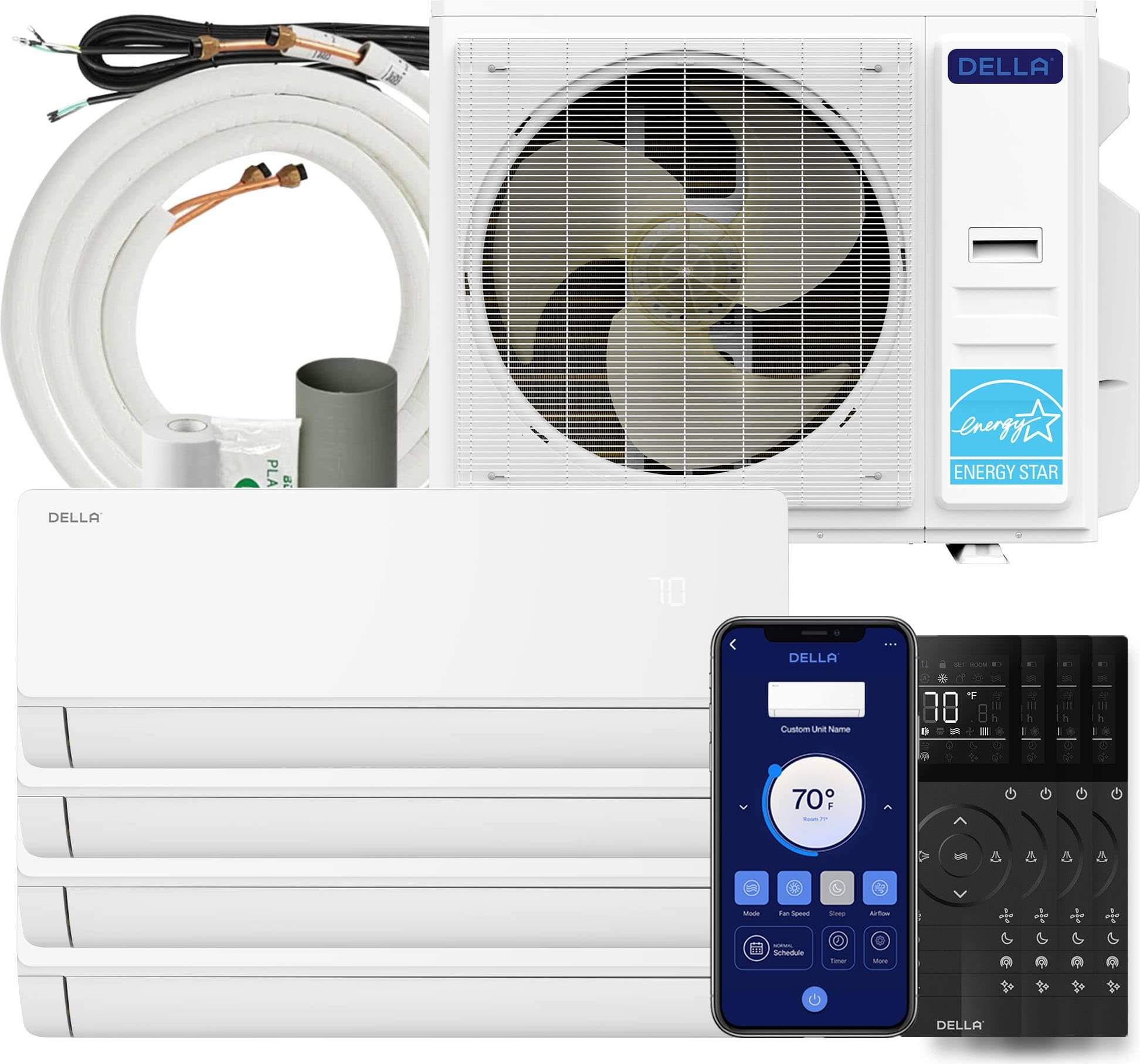 Split system air conditioner Della 38K BTU 4 Zone Mini Split Air Conditioner System
