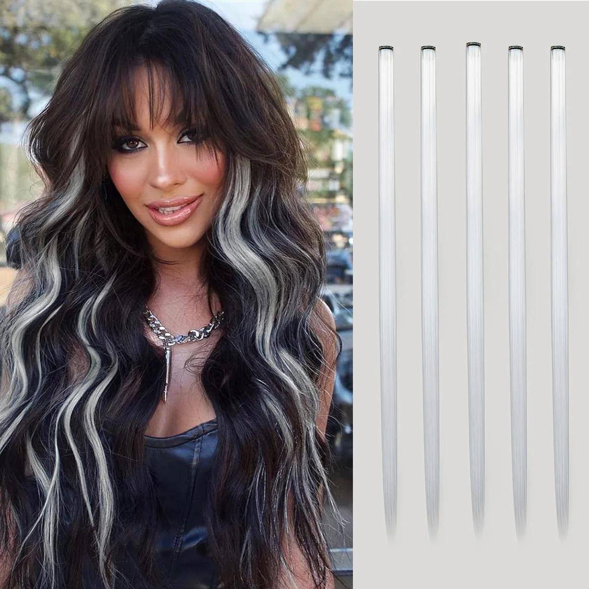 Synthetic 5PC Colored Hair Extensions 22 Inch
