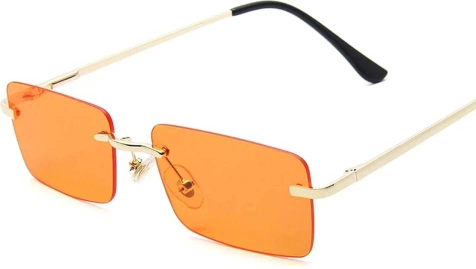 Fable Rimless Rectangle Square Sunglasses - Beige