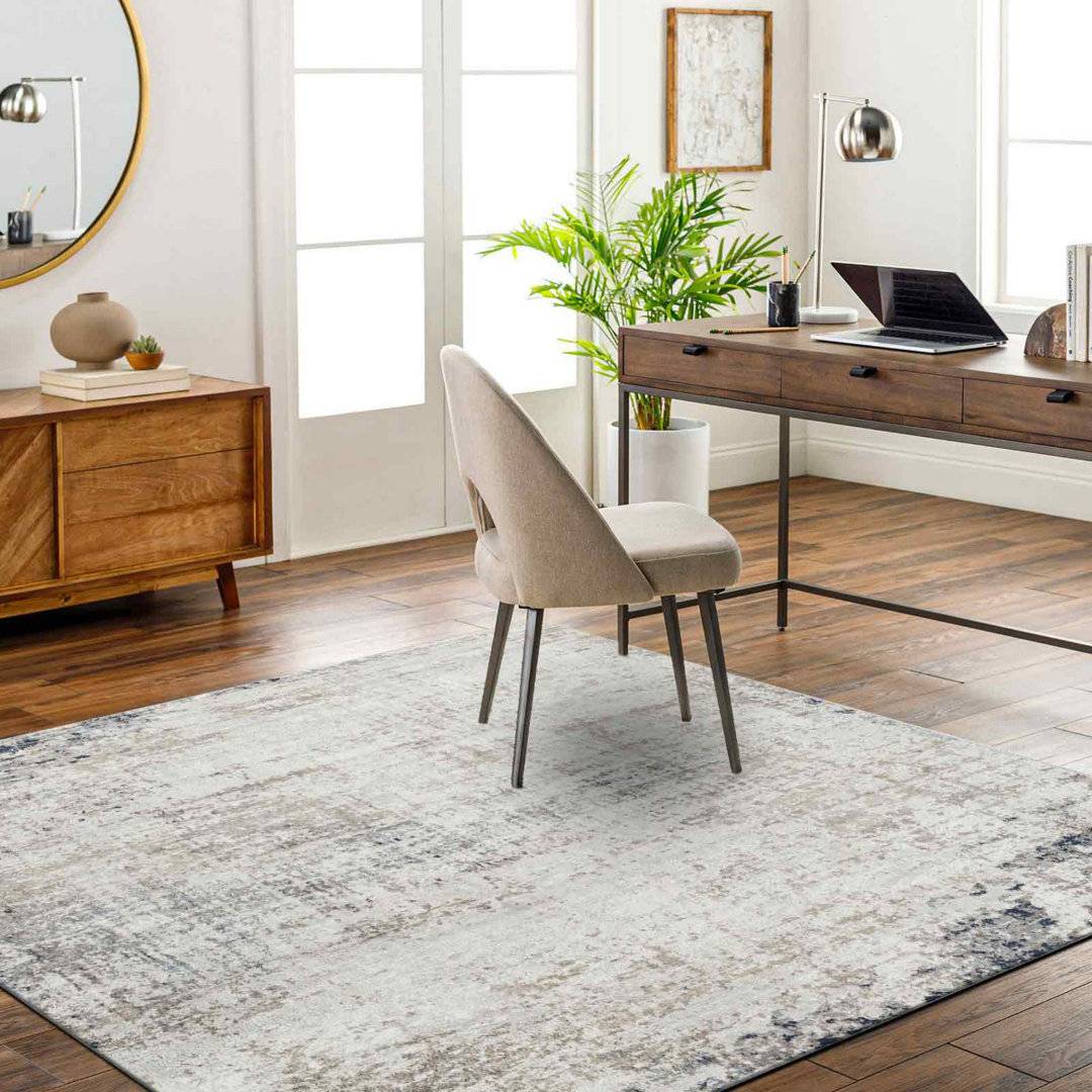 Latitude Run Modern Abstract Stain Resistant Rug Blue cm