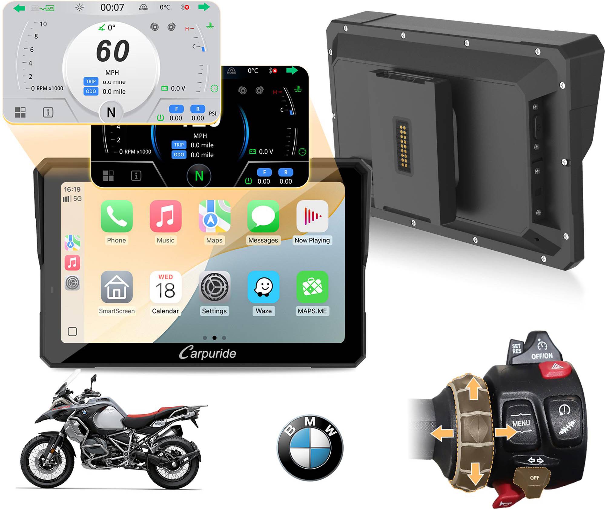 Car stereo system Carpuride 7 BMW Motorcycle Multimedia System