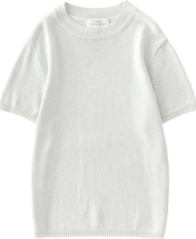 Studio Nicholson Ribbed Knit Short Sleeve Sweater - Vit