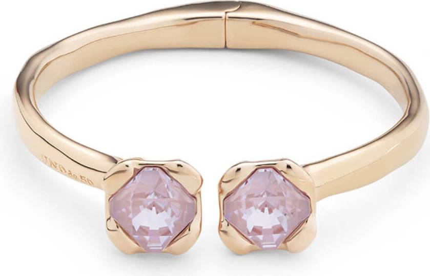 UNOde50 Gold Inner Spring Two Crystals Bangle Bracelet