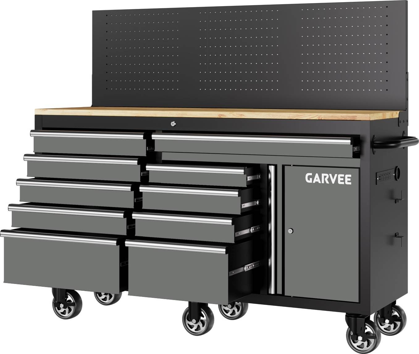 Workbench with drawers Garvee 60 Inch Rolling Tool Chest With Workbench