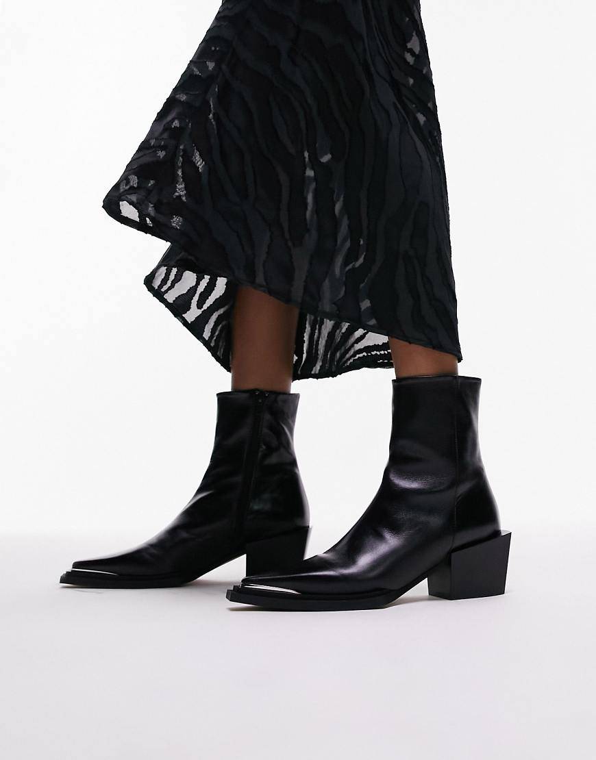 Topshop Riley Westernstøvler Læder - Sorte