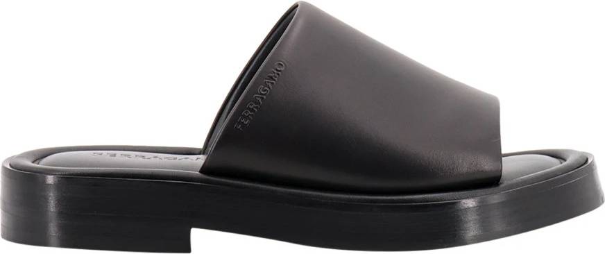 Ferragamo Sorte Sandaler Med Rund Tå - Sort