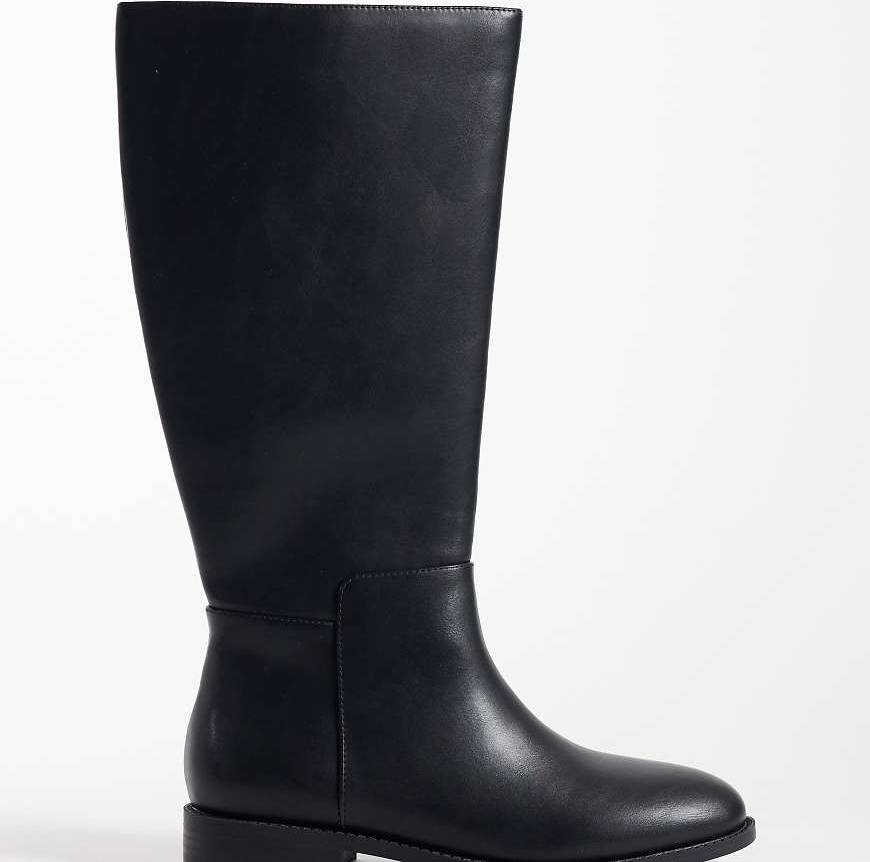 London Rebel Wide Fit Paloma Raffinerede Ridestøvler - Sort