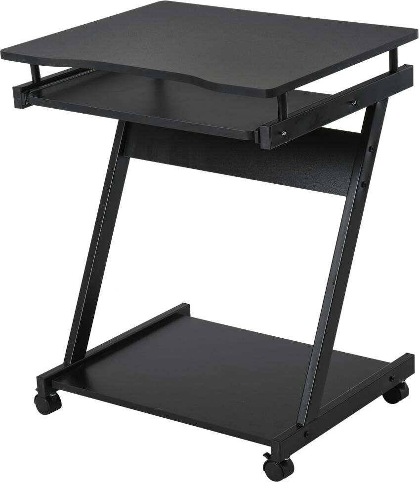 Homcom Mobile Computer Desk Z-Shaped Writing 4 Wheels Writing Desk