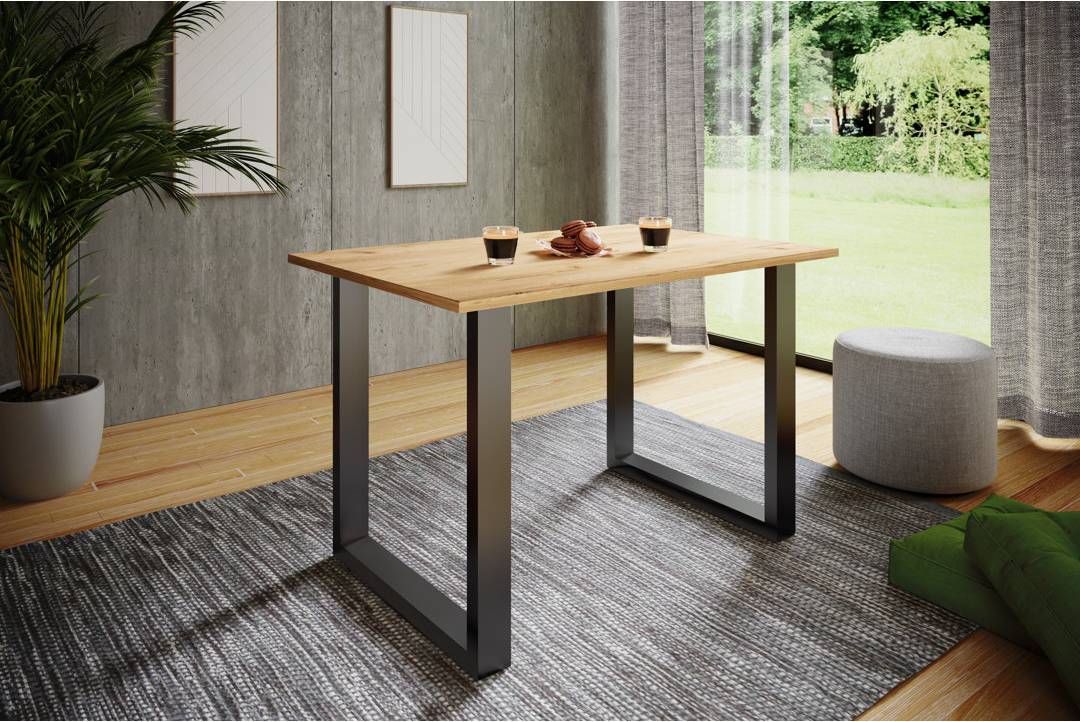Latitude Run Rectangular Steel Base Dining Table Brown Dining Table